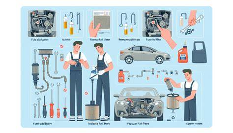 infografika - konstrukce palivového filtru a jeho umístění v palivovém systému