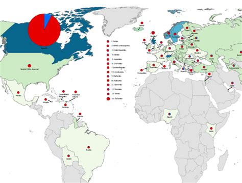 Mapa nasazení jeepů ve světě během WWII