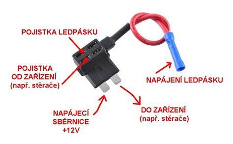 Grafika: diagram zapojení LED panelu do interiéru Roomster a rozmístění světelných zón