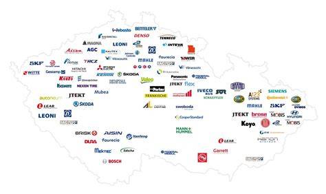 Mapa českého automobilového průmyslu a klíčových výrobců