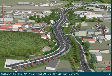 Vizualizace montáže tunelu a trojnožky - schéma uspořádání úchytů