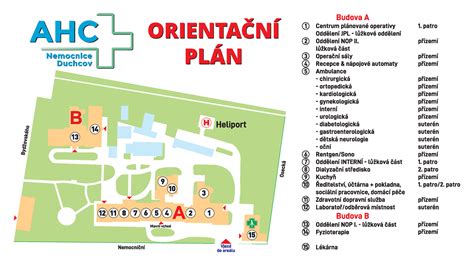 Mapa areálu s vyznačením zón a budov Nemocnice Havlíčkův Brod
