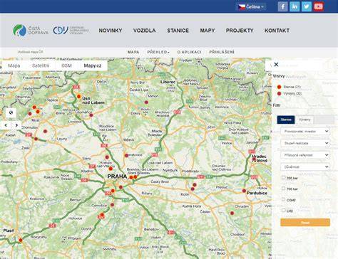 Mapa dopravy a dopravního spojení Pohořelic k nejbližším servisům