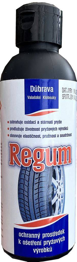Obrázek ilustrující použití Regum na gumových dílech a rizika kontaktu s lakem a plastem