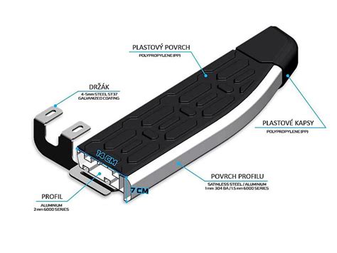 Detailní pohled na hliníkové boční nášlapy pro Citroën Berlingo