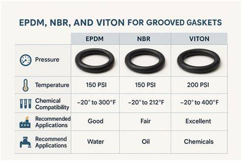 Tabulka barev a typů těsnění (NBR, EPDM, Viton, PTFE)