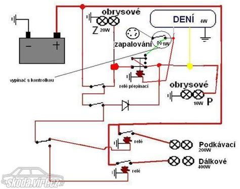 schéma zadních světel automobilu