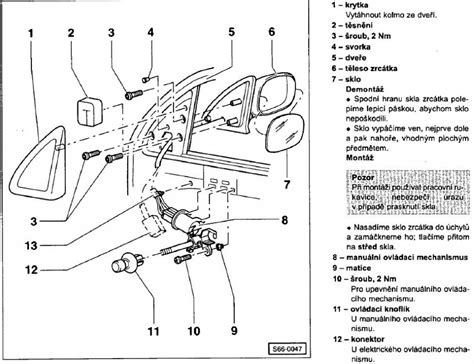 Schéma rozdělení krytů levého zpětného zrcátka pro Škoda Octavia II podle ročníků a povrchové úpravy.