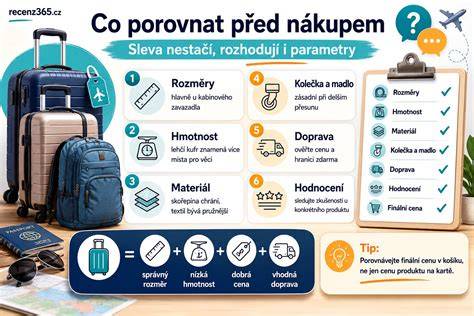 Infografika: porovnání objemů a systému upevnění kufrů