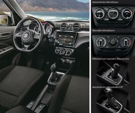 Infografika: Interiér Suzuki Swift - displeje, ovládací prvky a ergonnie