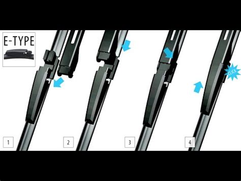 Schéma uchycení stěrače k rameni s popisem krytu a mechanismu zaháknutí