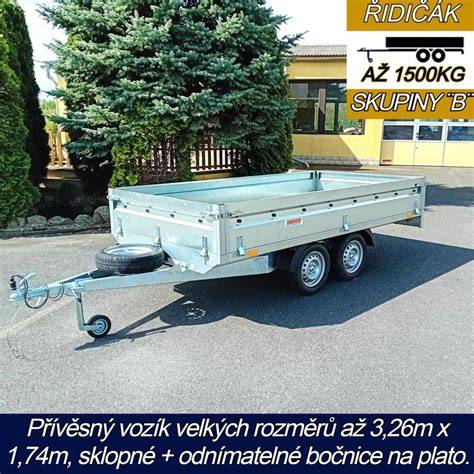 Široký přívěsný vozík s ložnou plochou 235x132 cm