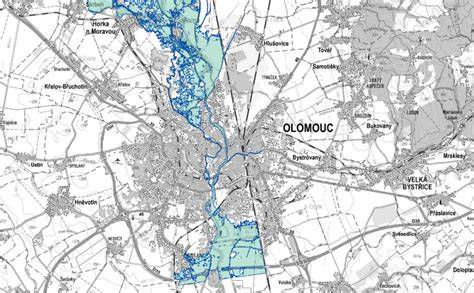 Mapa širšího regionu Olomoucka a okolí pro výkup autovraků
