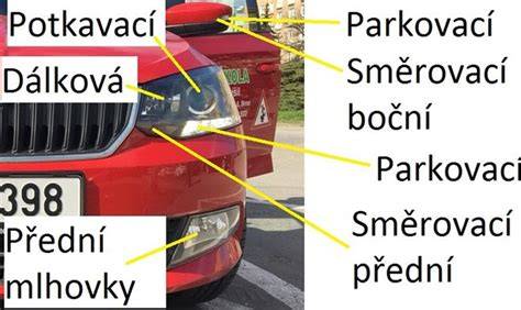 Ilustrace rozmístění světel na vozidle podle CZE pravidel