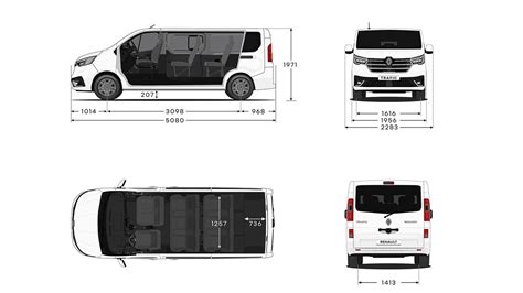 Infografika: modulární uspořádání interiéru Trafic Passenger Combi Van s 5 až 9 míst