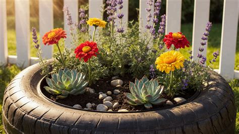 Umělecká socha vyrobená ze starých pneumatik.