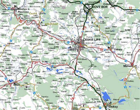 Obrázek: Mapa regionu okolo České Lípy a kontaktního místa pro výdej autodílů