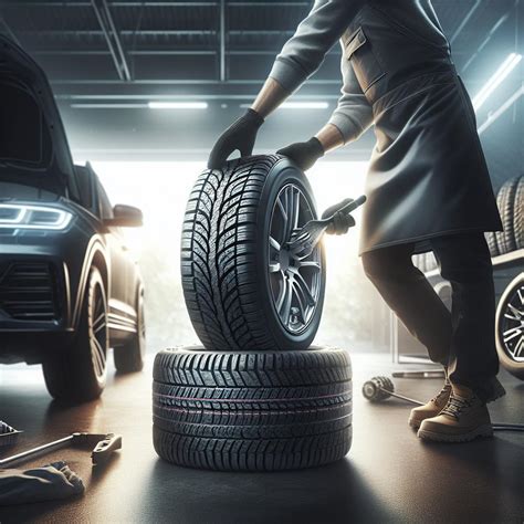 mechanik provádí výměnu pneumatiky na nákladním vozidle