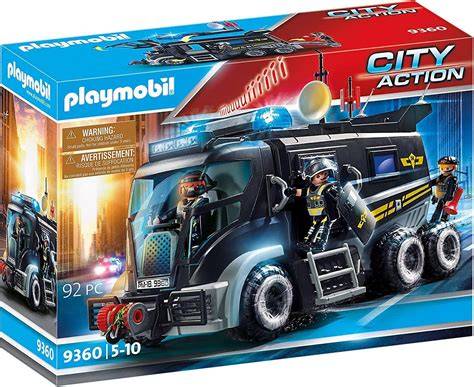Obrázek: Playmobil 9360 - speciální policejní zásahové vozidlo s vyobrazením výklopné střechy a navijáku