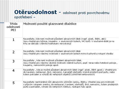 Schéma PEI třídy odolnosti a rektifikace