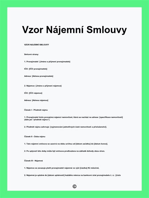 Ilustrační obrázek zobrazující dokument nájemní smlouvy