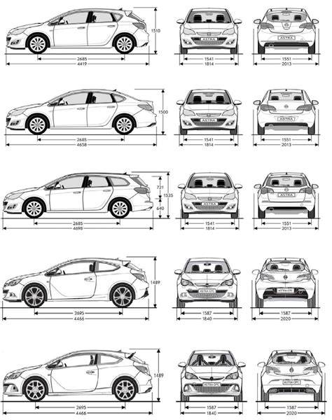 Infografika: Rozměry a rozteče kol Opel Astra J