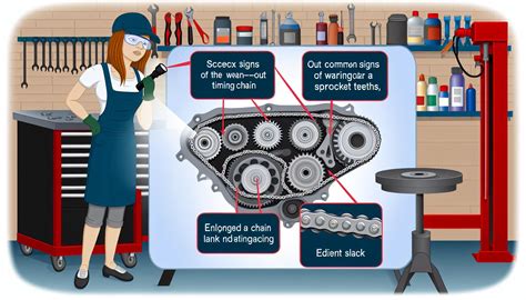 Detail rozvodového řetězu s napínákem a vodícími lištami