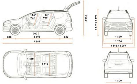 Infografika: Přehled zavazadlového prostoru Dacia Dokker a rozmery sedadel