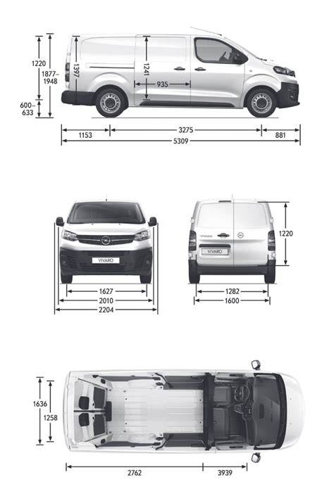 Infografika: Rozměry a varianty Opel Vivaro A a B