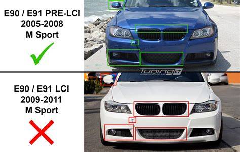 Infografika: Srovnání typů M Paket a M-Technik nárazníků podle modelů BMW (E60/E61, E90/91, E46/E92/E93)