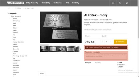 Identifikační štítek vozidla s údaji o hmotnosti