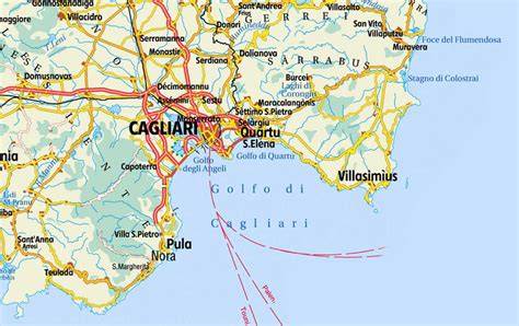 Mapa autopůjčoven v Cagliari Elmas a blízkém okolí