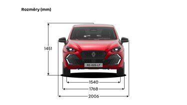 Infografika: Rozměry Renault Clio generace VI a srovnání s průměrným hatchbackem
