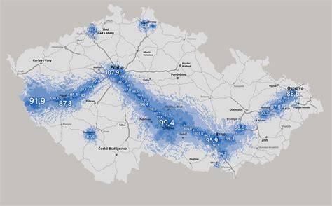 Mapa pokrytí zimních podmínek a doporučených rychlostních režimů