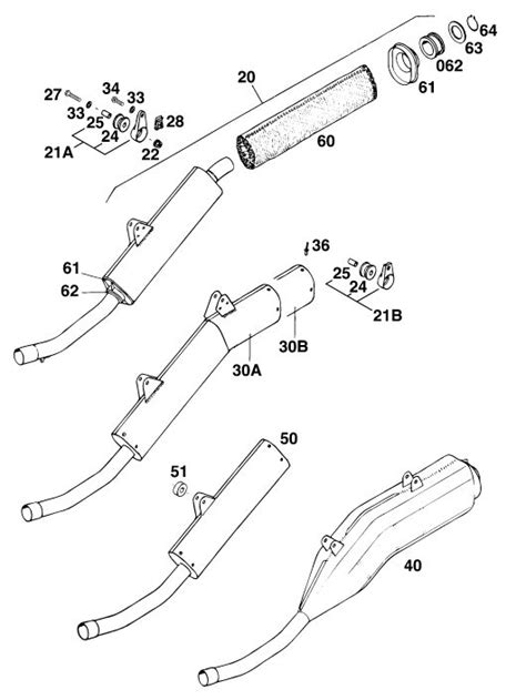 Schéma nebo ilustrace laděného výfuku pro 50ccm skútr