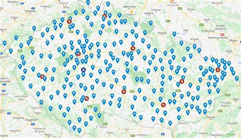 Mapa rozložení výjezdových základnen a hustoty výjezdů v metropolitním systému