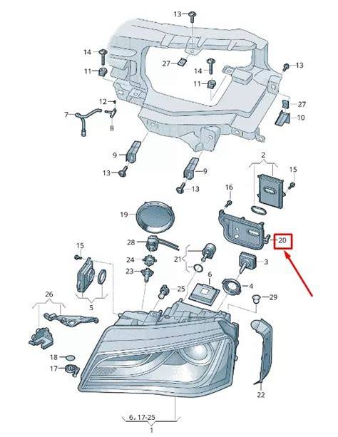Obrázek technického výkresu pravého světlometu Audi A8 D4
