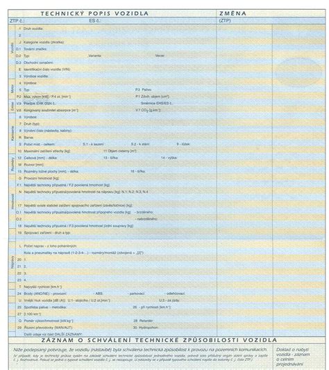 Ukázka výpisu z technického průkazu vozidla s vyznačeným rozměrem pneumatik