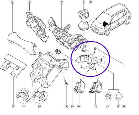 Víceúrovňová schéma systému ostřikovače Renault Scénic