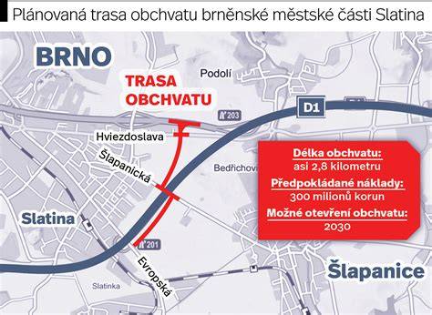 Infografika: mapka Brno-Modřice a trasa od D1 k provozovně