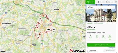 Mapa Jihlavy s vyznačenými prodejními místy automobilů