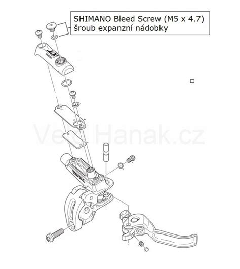 Detail odvzdušňovacího šroubu a expanzní nádobky Shimano