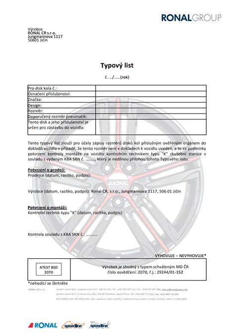 Schéma s vyznačenými certifikačními normami pro tažná zařízení