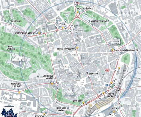 Mapa Brna s vyznačením lokality společnosti Euro Auto BM Brno