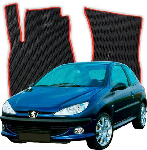 Gumové autokoberce Peugeot 206 - ilustrace přesného tvaru a okraje