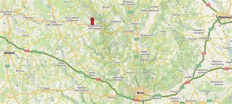 Mapa polohy STK v Bystřici nad Pernštejnem