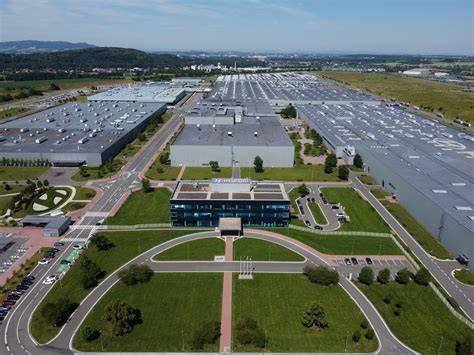 Mapa logistických toků a polohy továrny Hyundai Nošovice