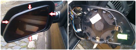 Obrázek znázorňující demontáž krytu zrcátka Opel Zafira C a anatomii krytů