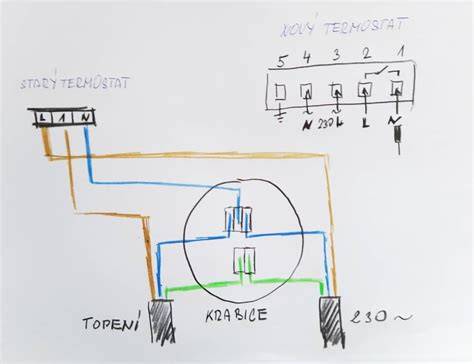 Schéma zapojení chladicího systému a trajektorie vzduchu v systému po výměně termostatu