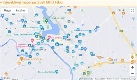 Mapa servisních míst v Táboře a okolí